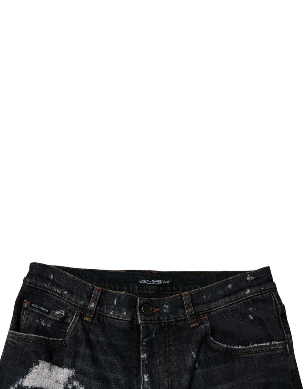 Dolce & Gabbana Black Tattered Cotton Skinny Men Denim Jeans - IT48 | M - Jeans
