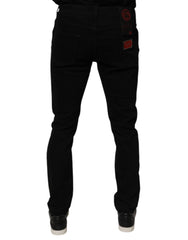 Dolce & Gabbana Black Tattered Cotton Skinny Men Denim Jeans - IT50 | L