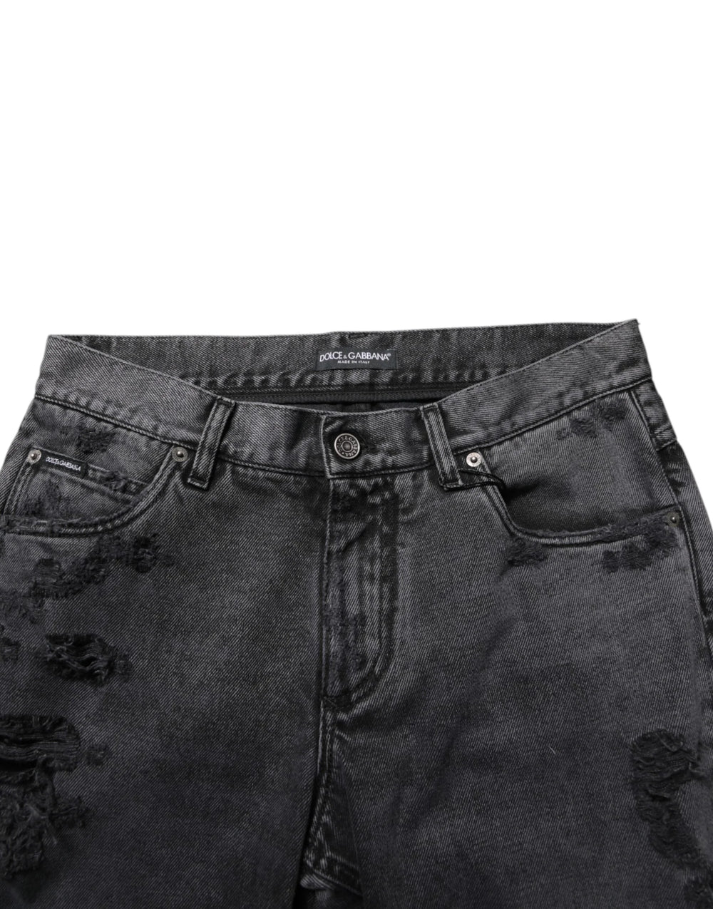 Dolce & Gabbana Black Tattered Skinny Cotton Men Denim Jeans - IT48 | M - Jeans