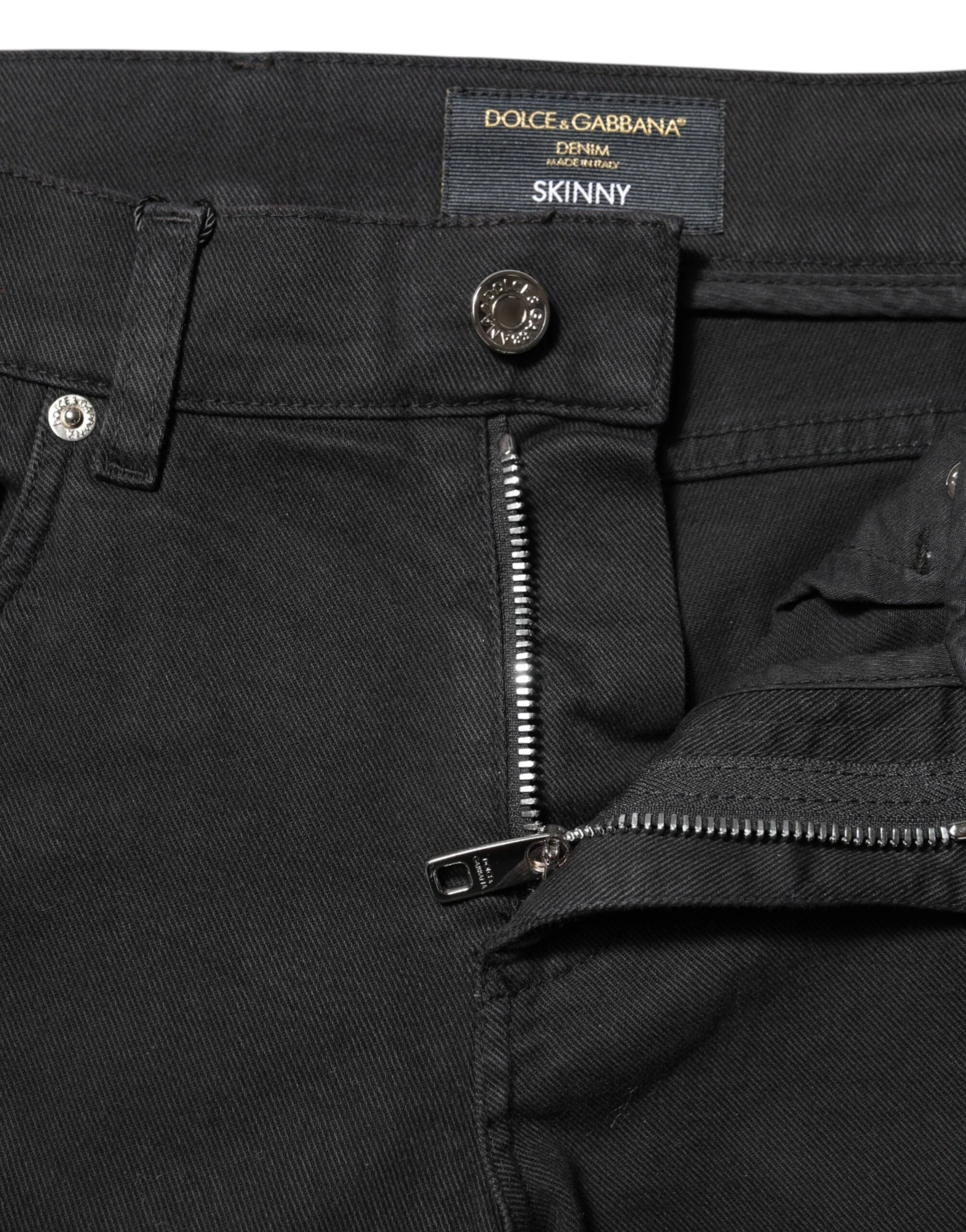 Dolce & Gabbana Black Tattered White Lining Skinny Denim Jeans - IT44 | XS - Jeans