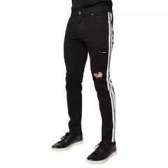 Dolce & Gabbana Black Tattered White Lining Skinny Denim Jeans - IT48 | M