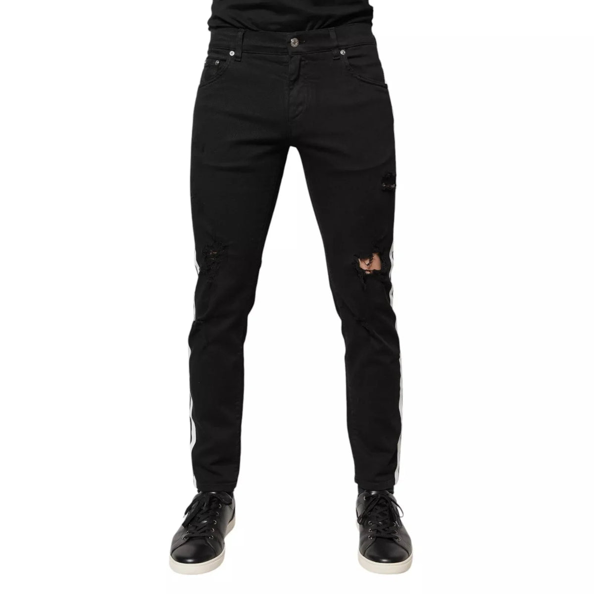 Dolce & Gabbana Black Tattered White Lining Skinny Denim Jeans - IT48 | M