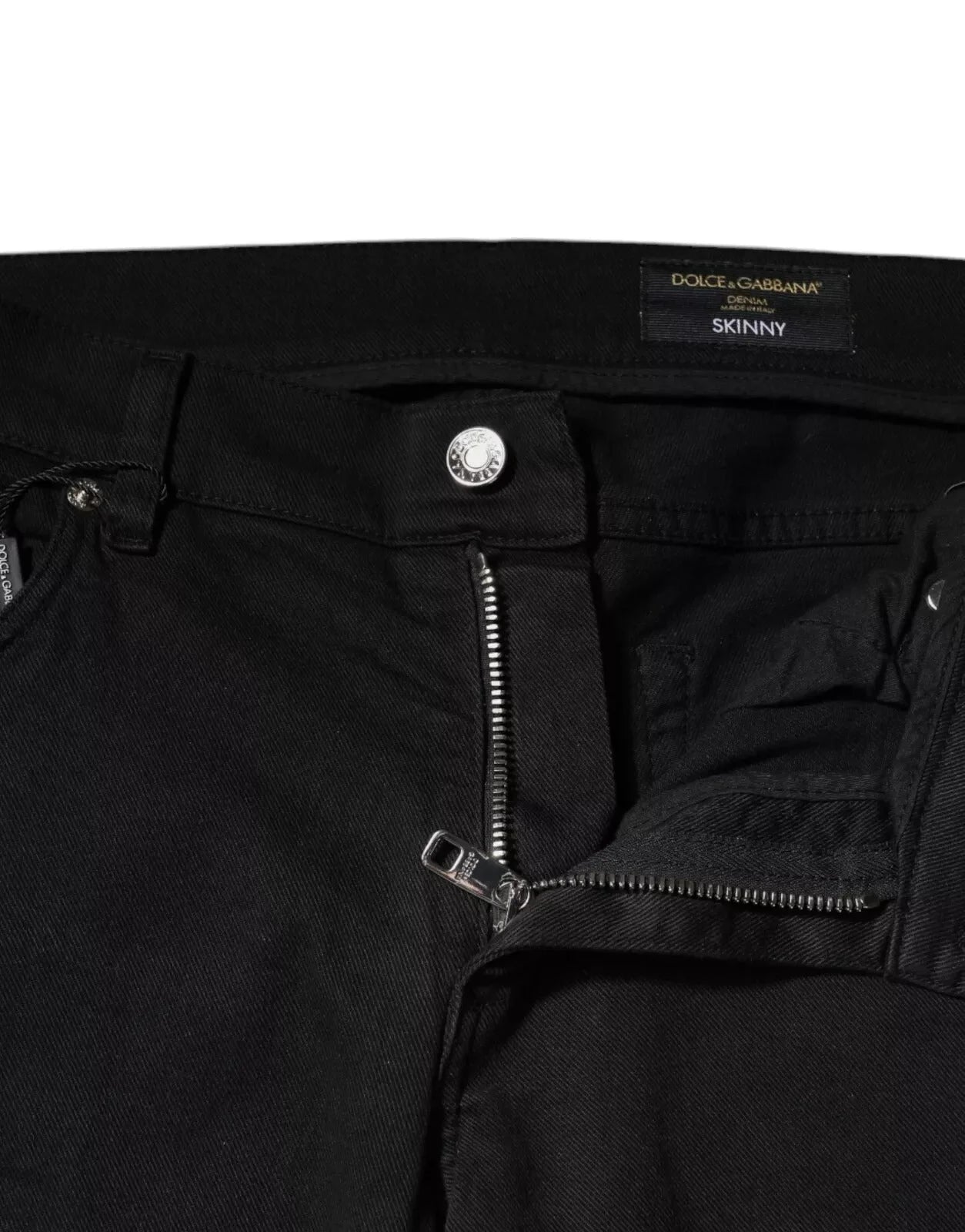 Dolce & Gabbana Black Tattered White Lining Skinny Denim Jeans - IT48 | M