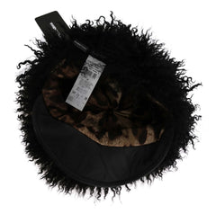 Dolce & Gabbana Black Tibet Lamb Fur Leather Gatsby Hat - 56 cm|XS