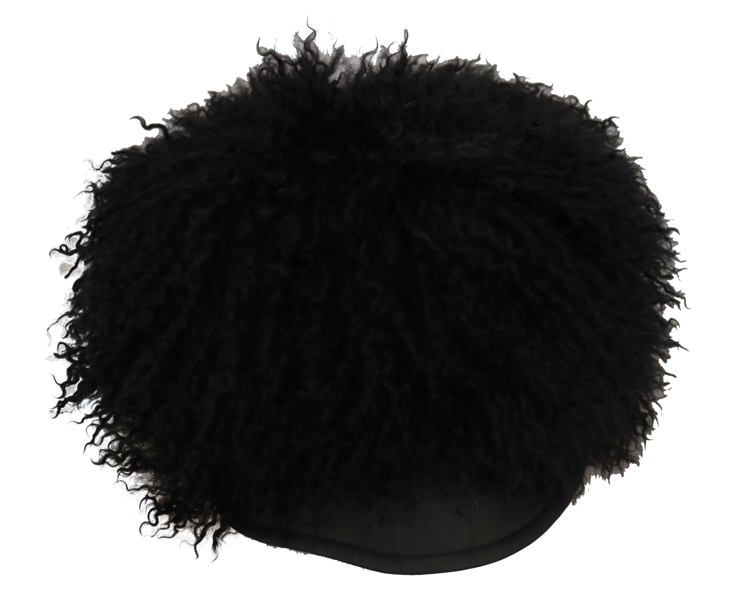 Dolce & Gabbana Black Tibet Lamb Fur Leather Gatsby Hat - 56 cm|XS - Hats