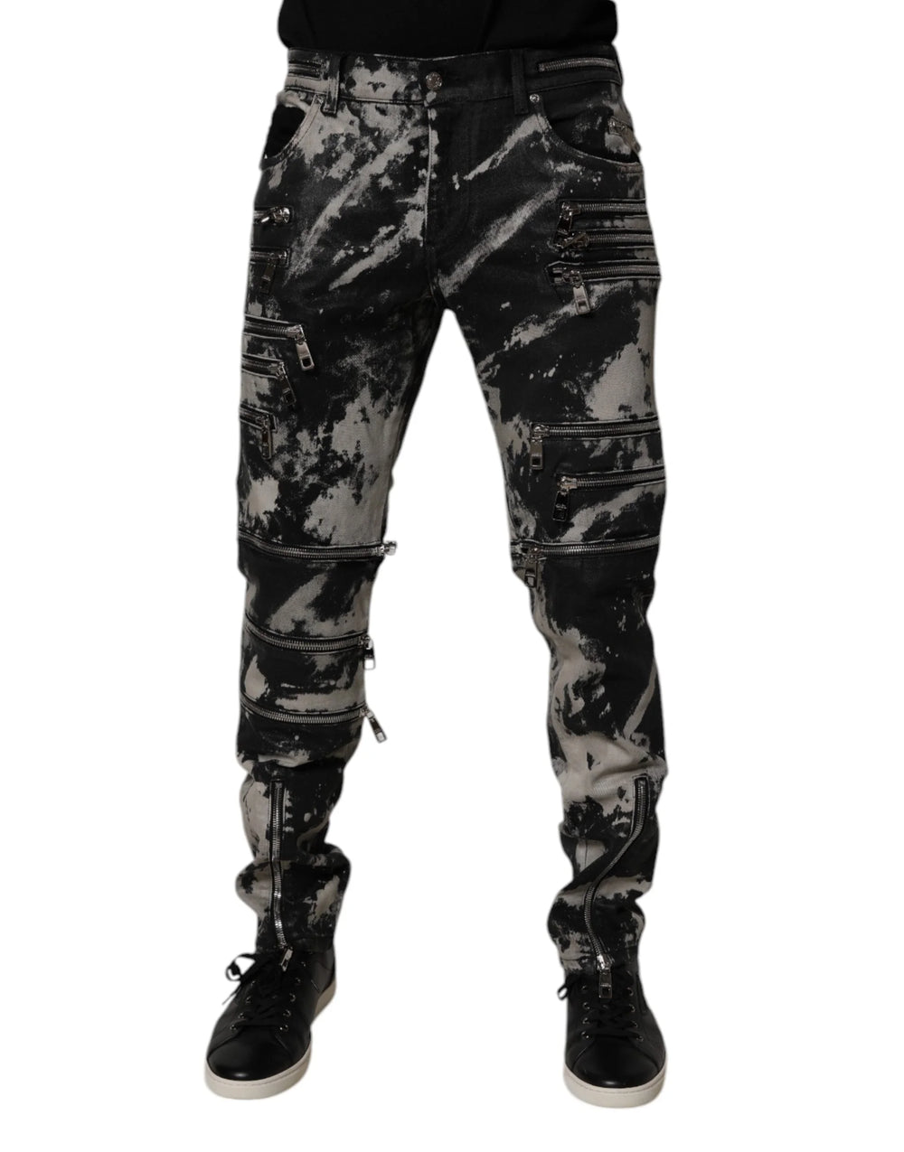 Dolce & Gabbana Black Tie Dye Cotton Skinny Zip Denim Jeans - IT50 | L - Jeans