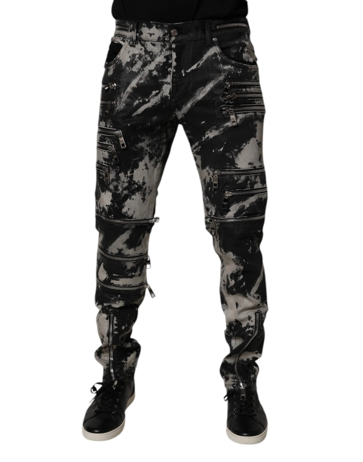 Dolce & Gabbana Black Tie Dye Cotton Skinny Zip Denim Jeans - IT50 | L - Jeans
