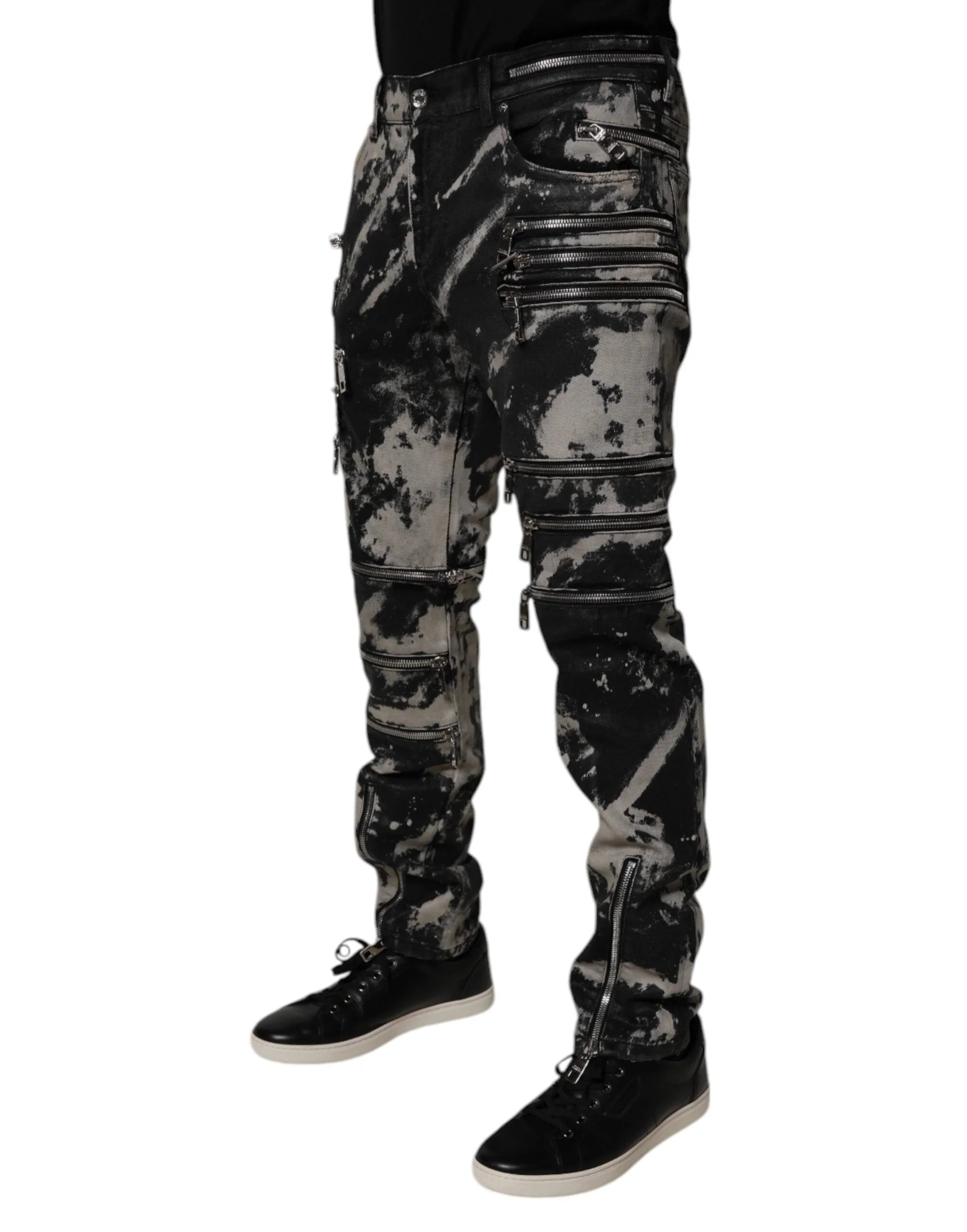 Dolce & Gabbana Black Tie Dye Cotton Skinny Zip Denim Jeans - IT50 | L - Jeans