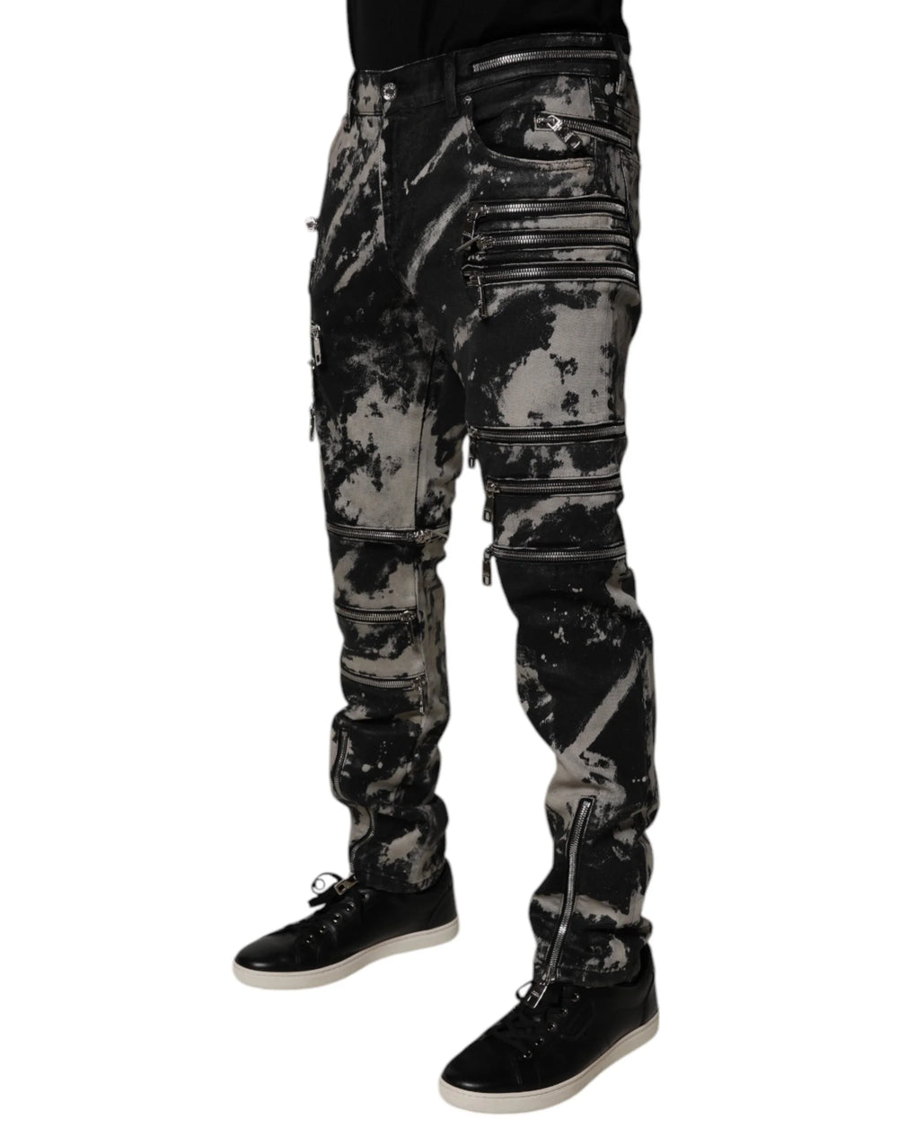 Dolce & Gabbana Black Tie Dye Cotton Skinny Zip Denim Jeans - IT50 | L - Jeans