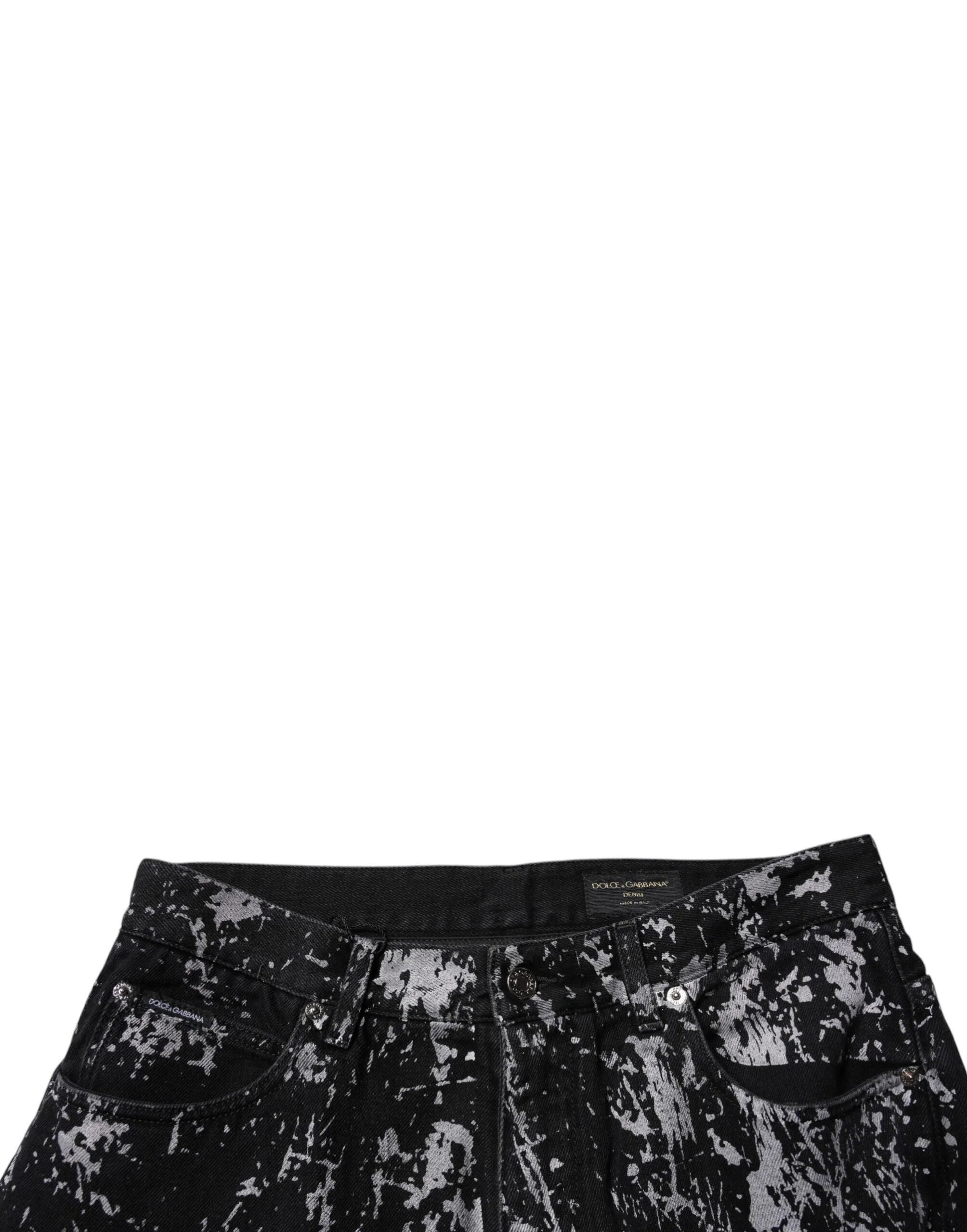 Dolce & Gabbana Black Tie Dye Cotton Straight Men Denim Jeans - IT48 | M - Jeans