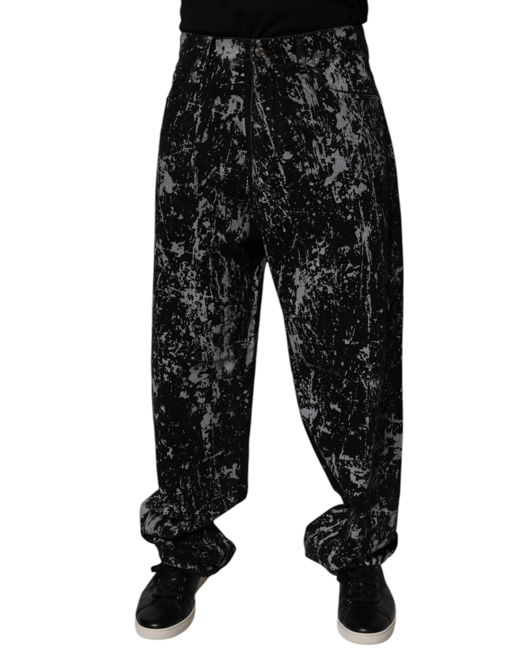 Dolce & Gabbana Black Tie Dye Cotton Straight Men Denim Jeans - IT48 | M - Jeans