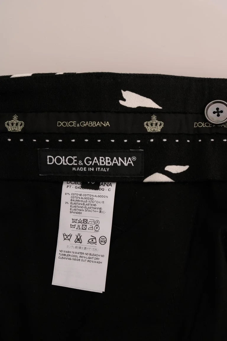 Dolce & Gabbana Black Tree Cotton Stretch Pants - IT44 | XS - Trousers
