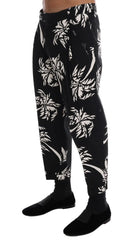 Dolce & Gabbana Black Tree Cotton Stretch Pants - IT44 | XS - Trousers