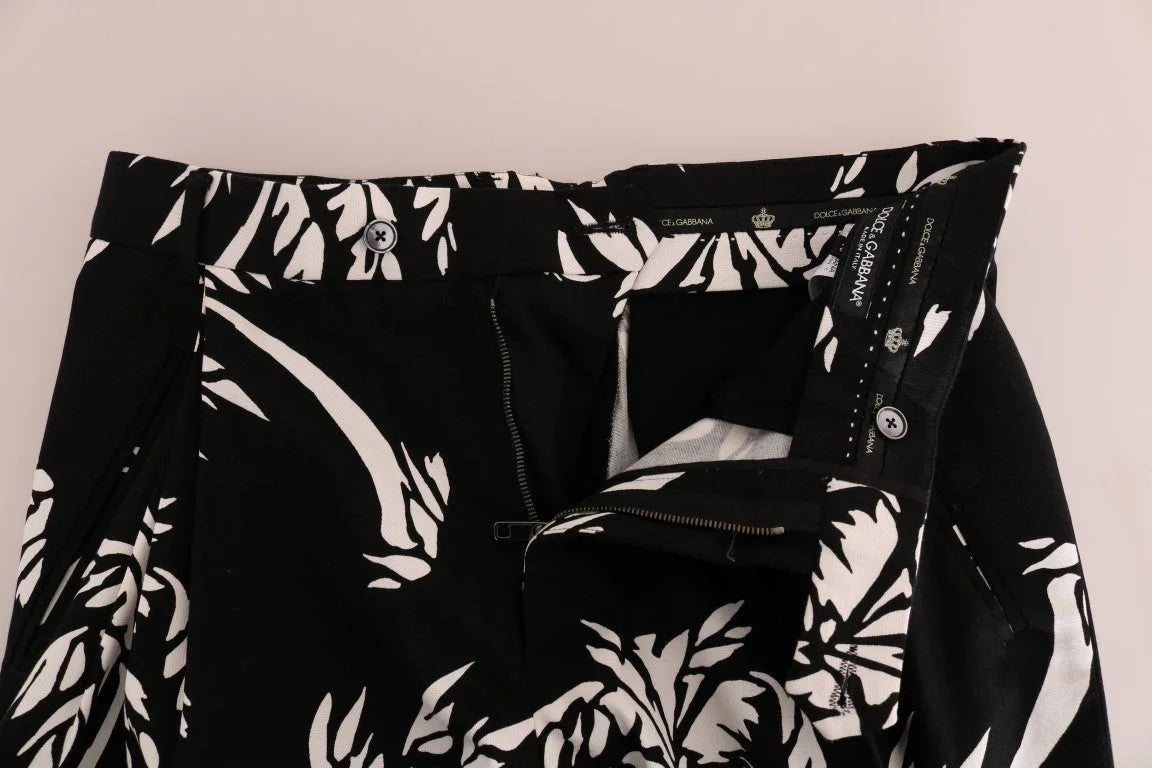 Dolce & Gabbana Black Tree Cotton Stretch Pants - IT44 | XS - Trousers