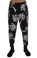 Dolce & Gabbana Black Tree Cotton Stretch Pants - IT44 | XS - Trousers