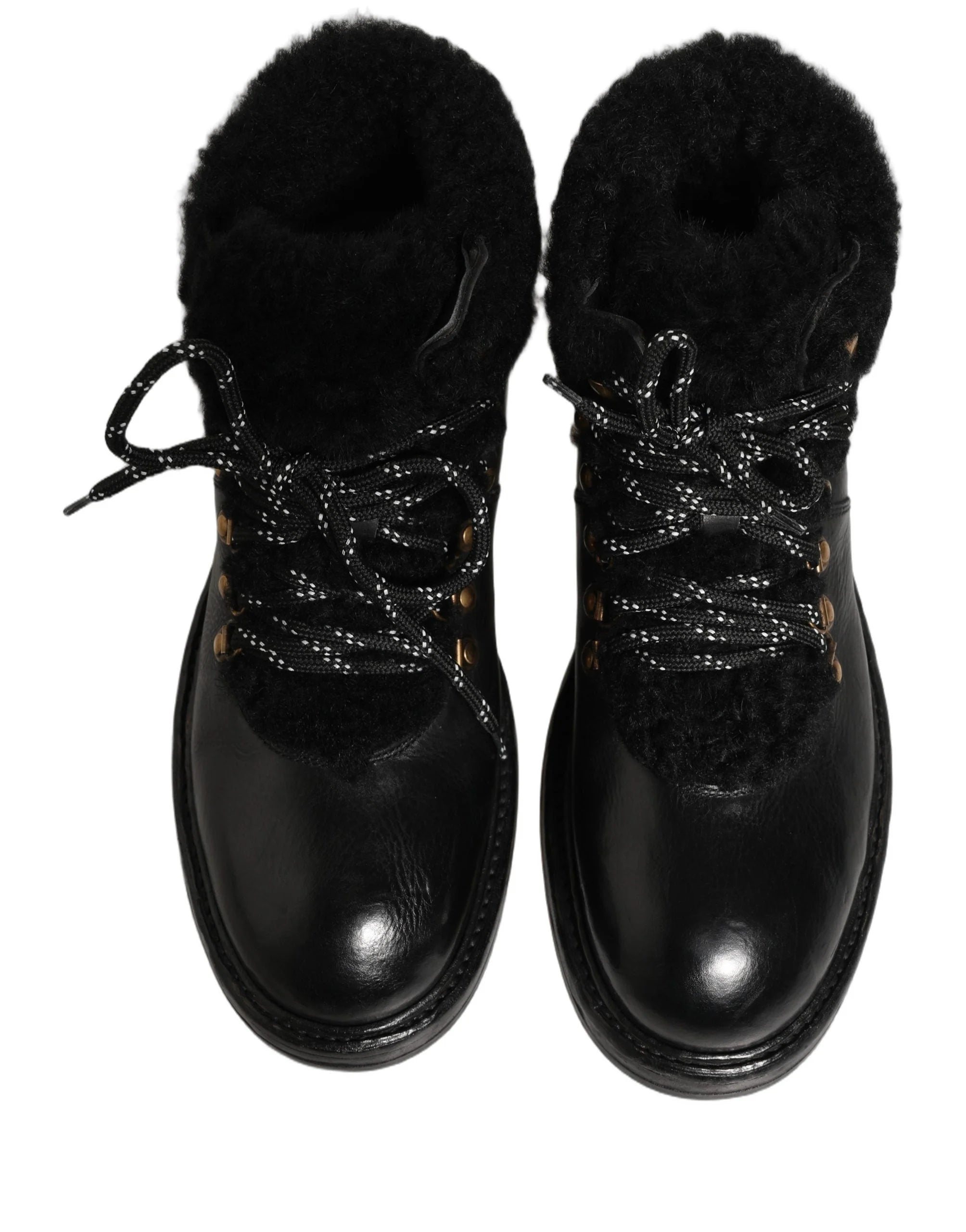 Rear view of the Dolce & Gabbana trekking boots highlighting the premium leather construction and reinforced heel.
