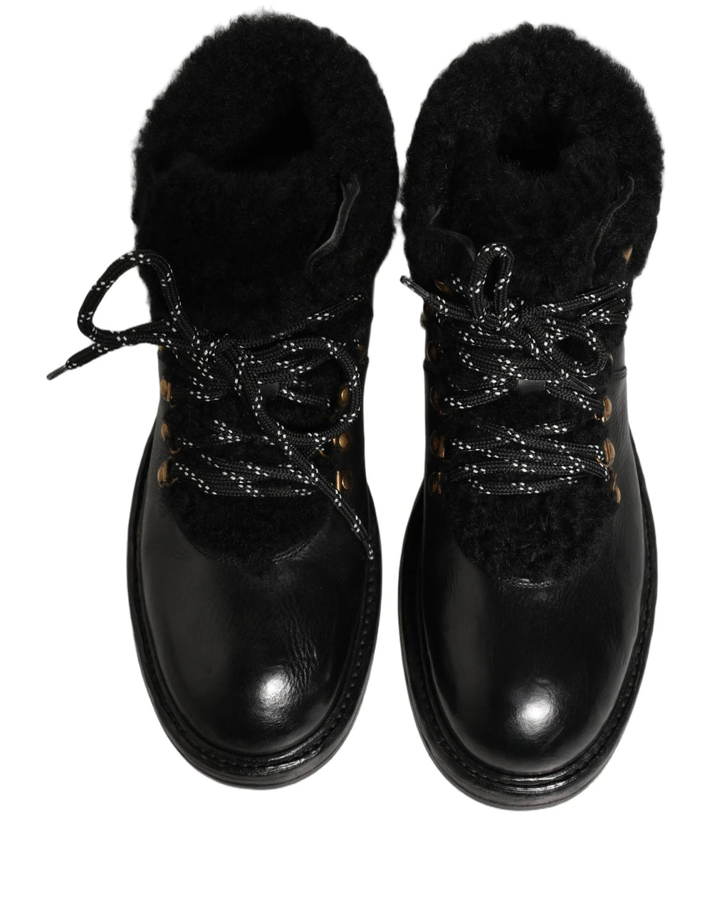 Rear view of the Dolce & Gabbana trekking boots highlighting the premium leather construction and reinforced heel.