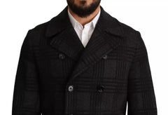 Dolce & Gabbana Black Trench Coat Check Wool Jacket - Trench Coats