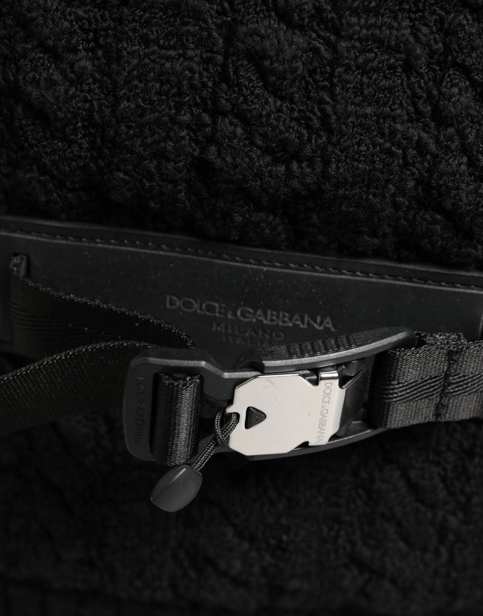 Dolce & Gabbana Μαύρη Τσάντα Σακίδιο από Μίγμα Τρικό Βούλες για Ταξίδια