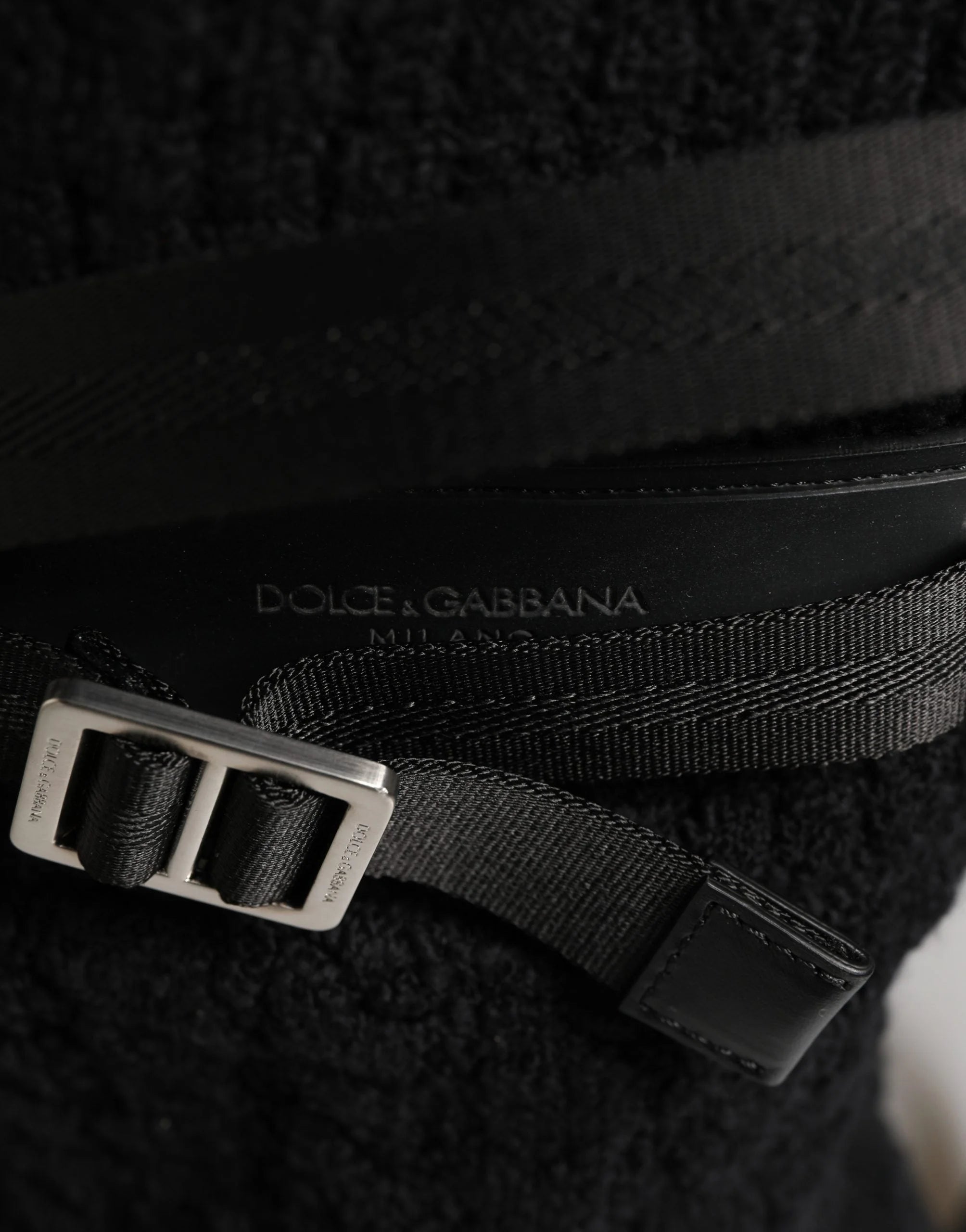 Dolce & Gabbana Μαύρη Τσάντα Σακίδιο από Μίγμα Τρικό Βούλες για Ταξίδια