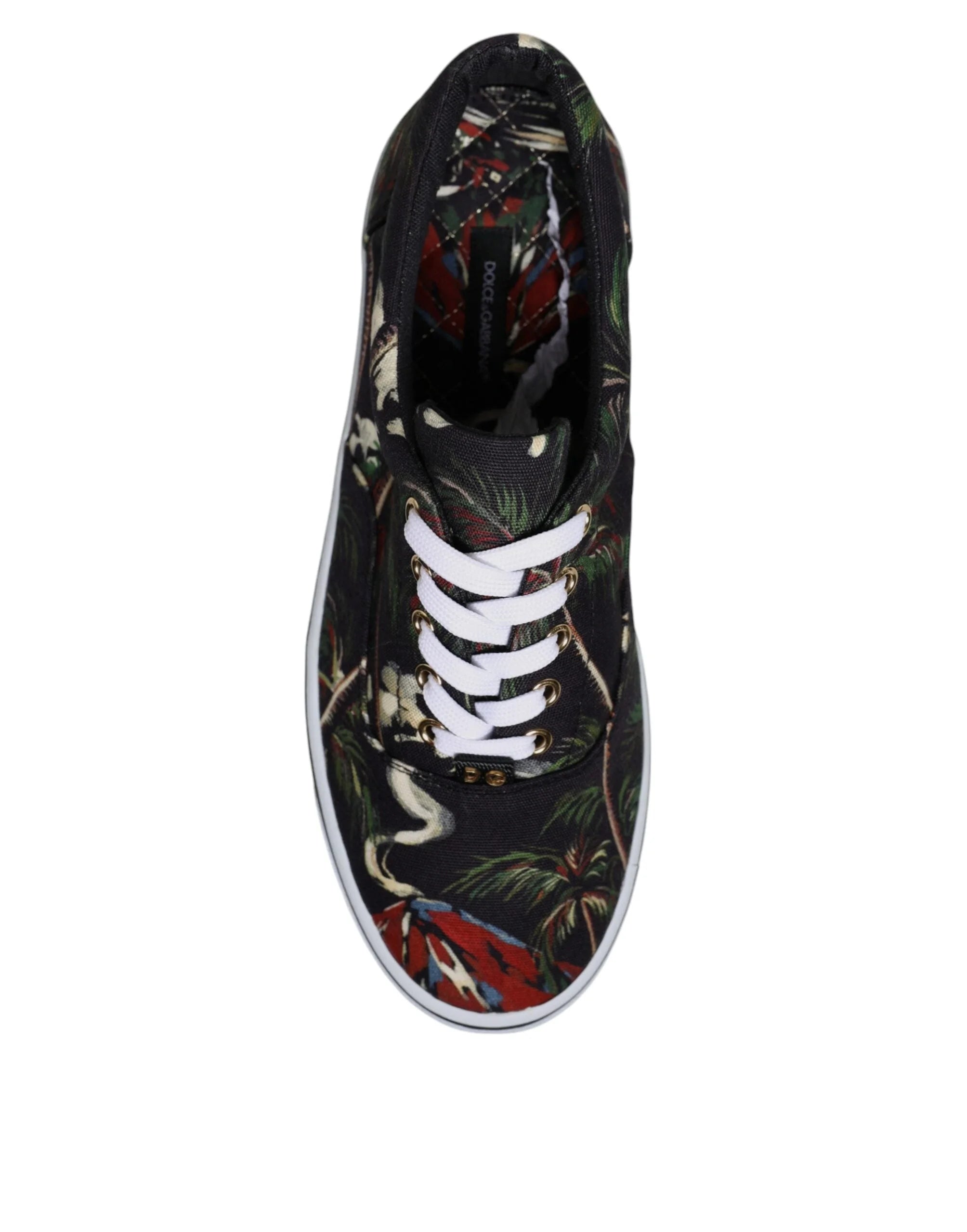 Dolce & Gabbana Black Tropical Print Low Top Sneakers Shoes - EU40.5/US7.5 - Sneakers