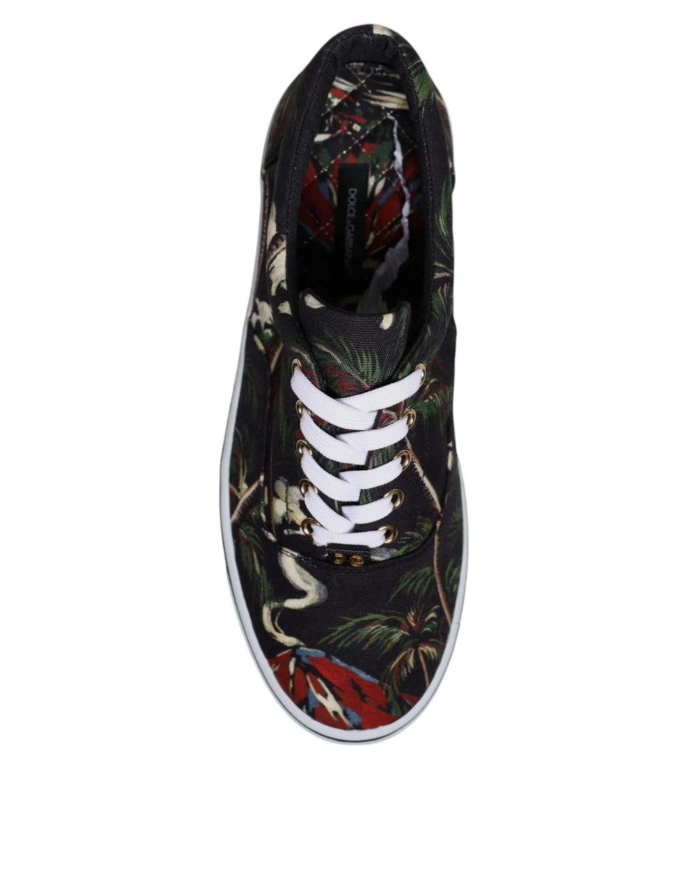 Dolce & Gabbana Black Tropical Print Low Top Sneakers Shoes - EU40.5/US7.5 - Sneakers