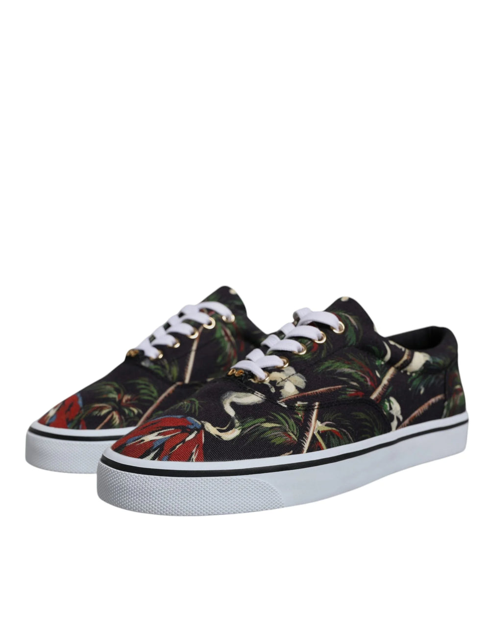 Dolce & Gabbana Black Tropical Print Low Top Sneakers Shoes - EU40.5/US7.5 - Sneakers