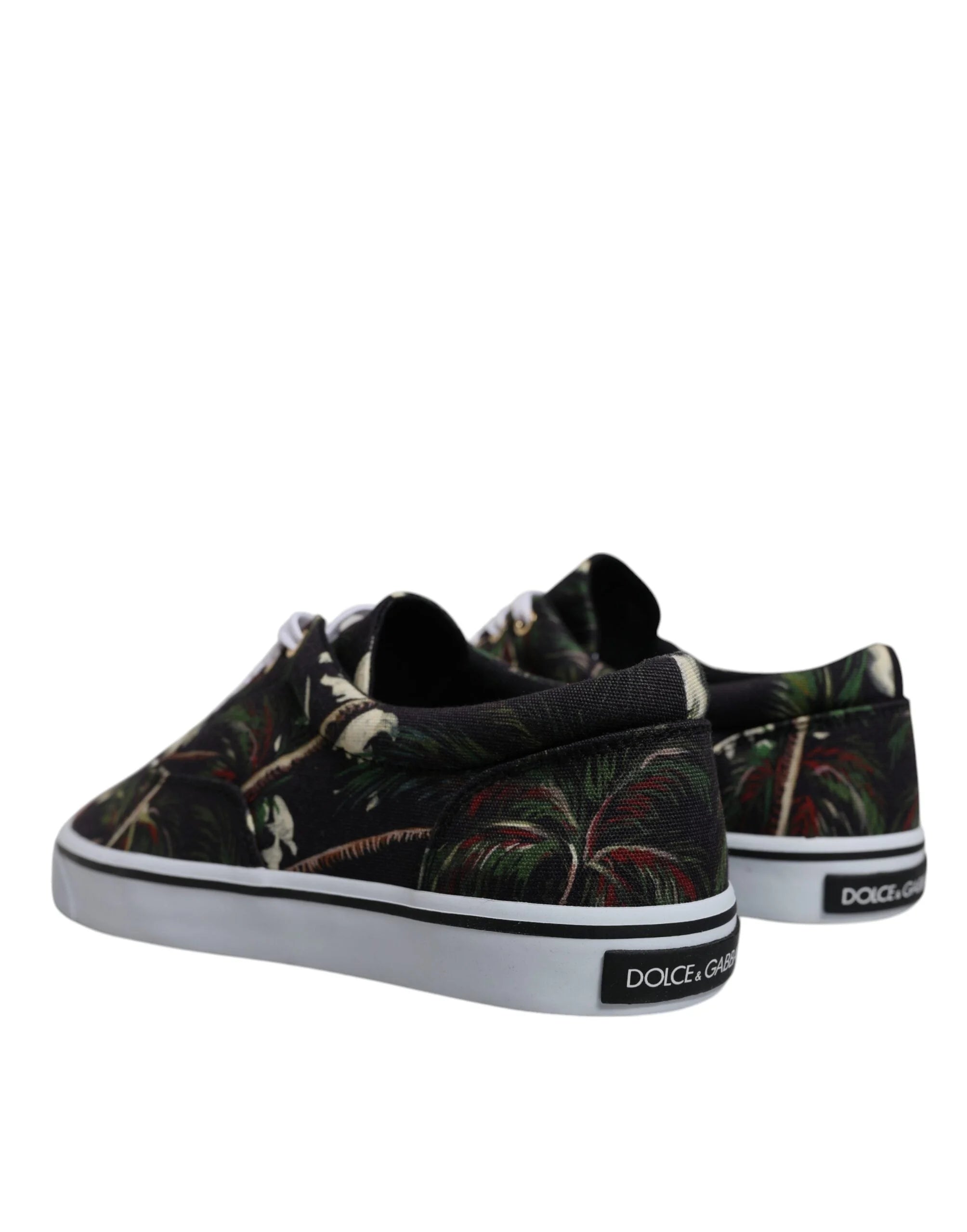 Dolce & Gabbana Black Tropical Print Low Top Sneakers Shoes - EU40.5/US7.5 - Sneakers