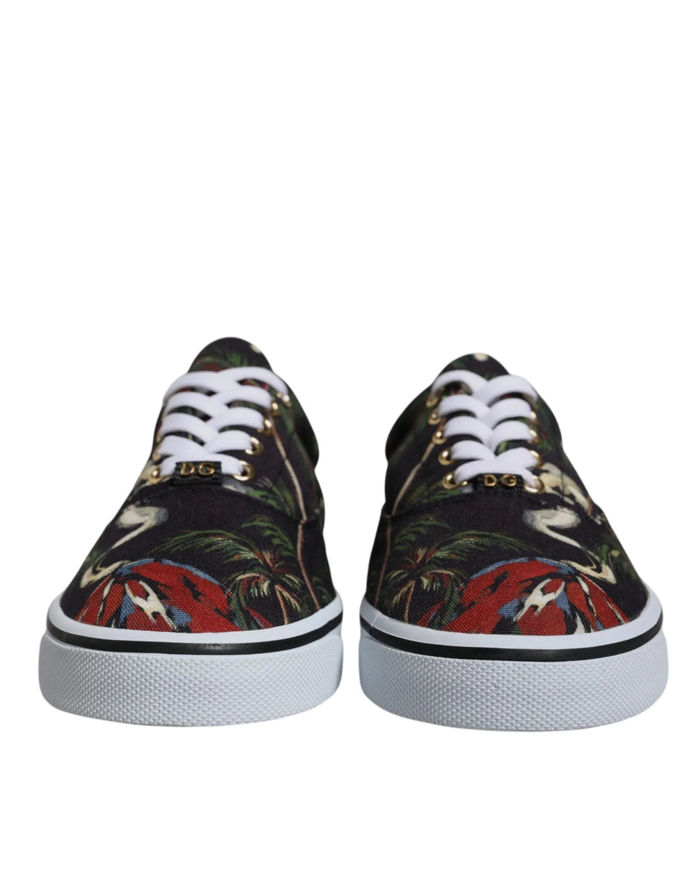 Dolce & Gabbana Black Tropical Print Low Top Sneakers Shoes - EU40.5/US7.5 - Sneakers
