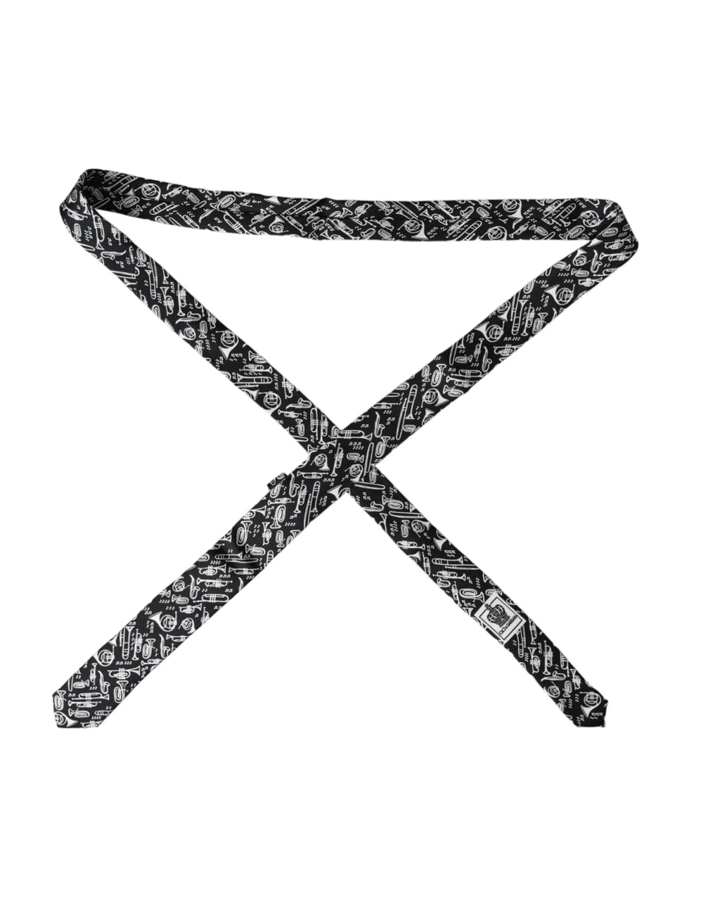Dolce & Gabbana Black Trumpet Print Silk Adjustable Tie - Neckties
