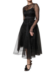 Dolce & Gabbana Black Tulle A-line Midi Cocktail Gown Dress - IT40|S - Dresses