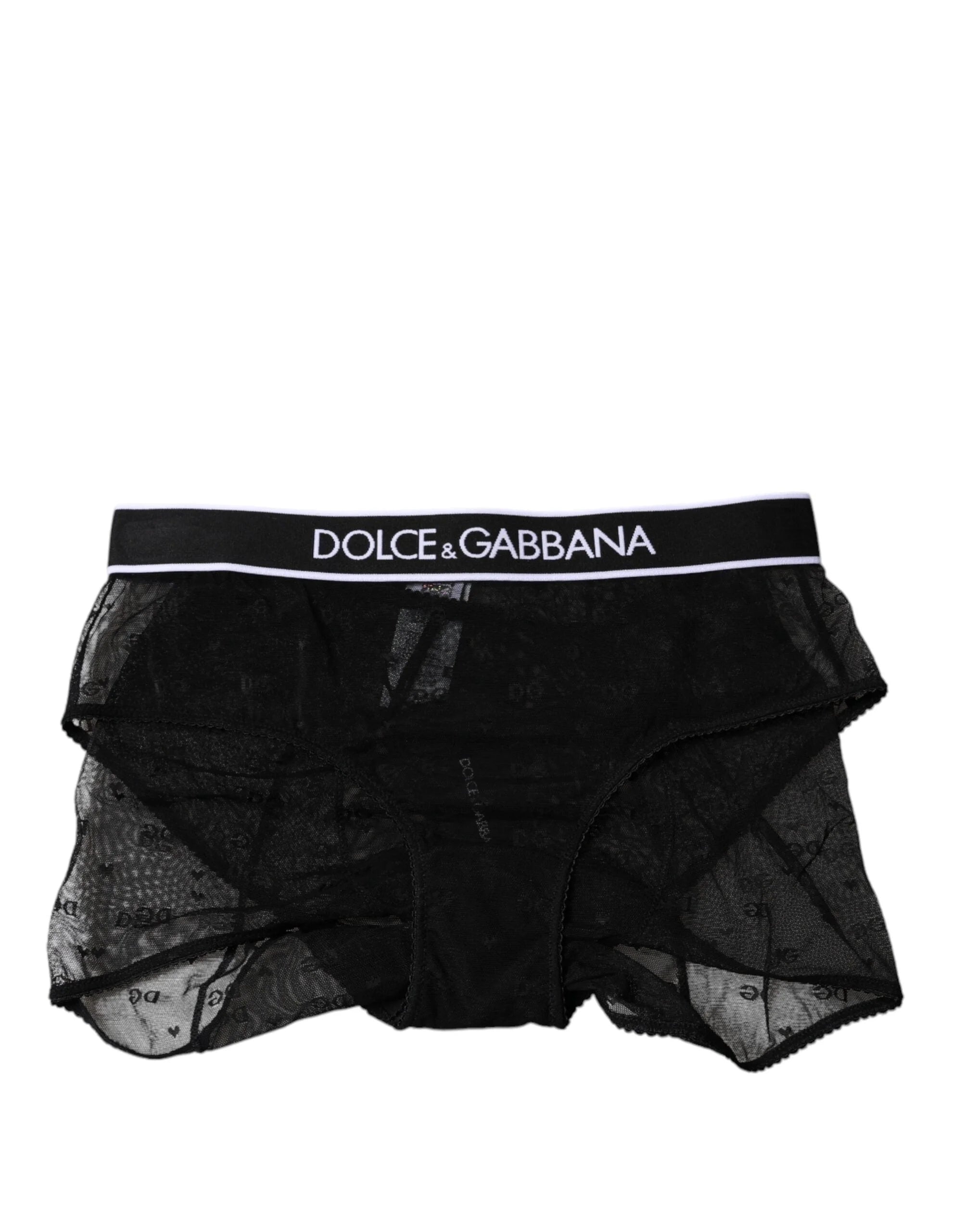 Dolce & Gabbana Black Tulle Nylon Mid Waist Panty Underwear - IT2 | S