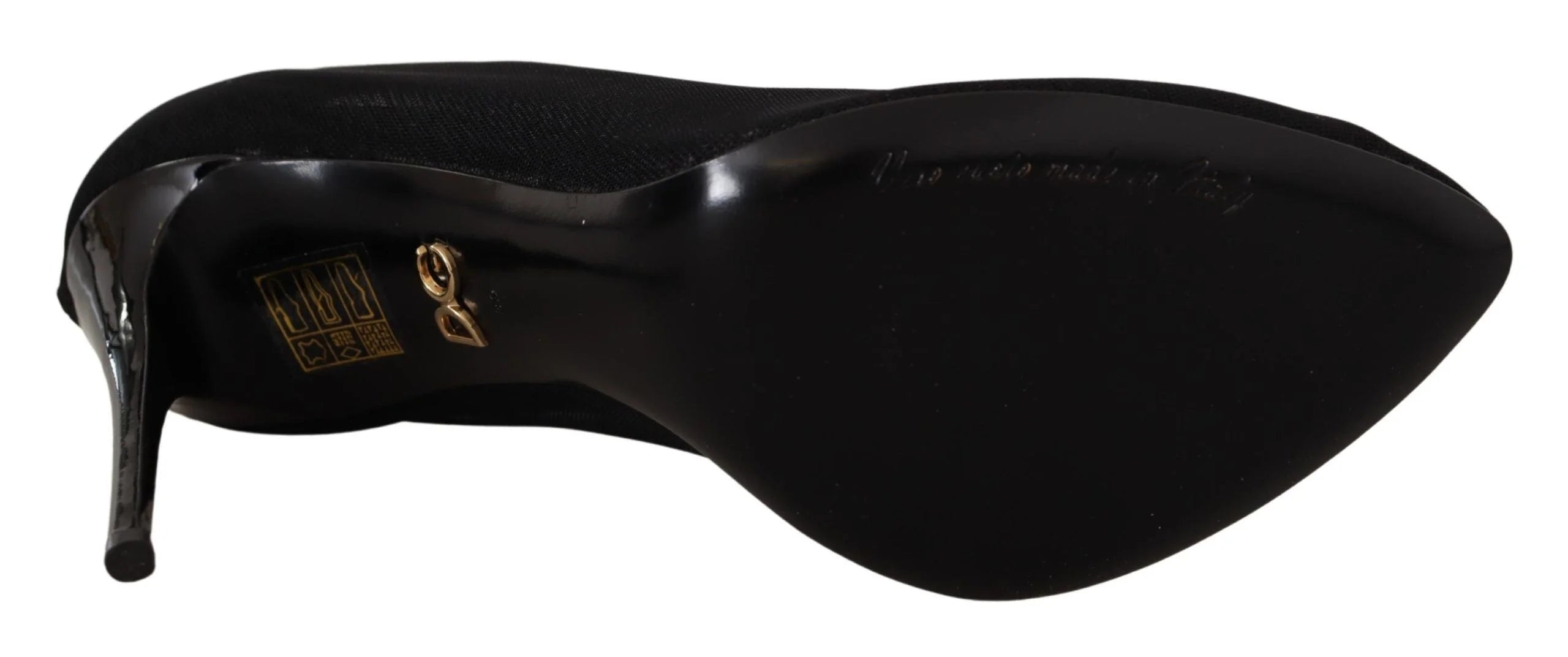 Dolce & Gabbana Black Tulle Stretch Boots Pumps Shoes - Heels