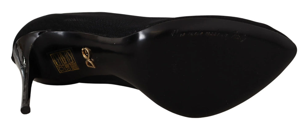Dolce & Gabbana Black Tulle Stretch Boots Pumps Shoes - Heels