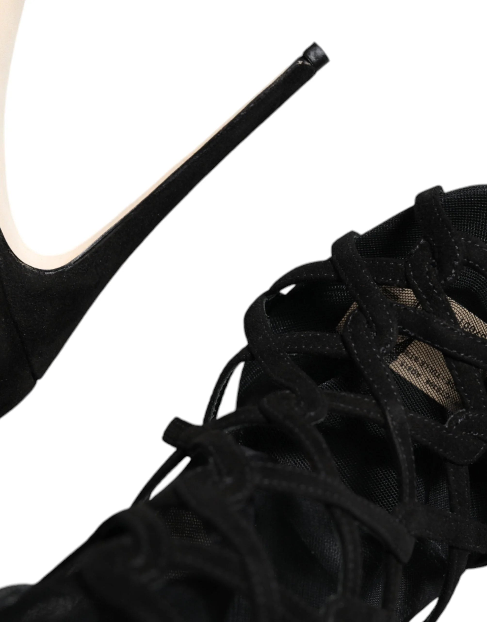 Dolce & Gabbana Black Tulle Stretch Heels Sandals Shoes - EU41/US10.5 - Sandals