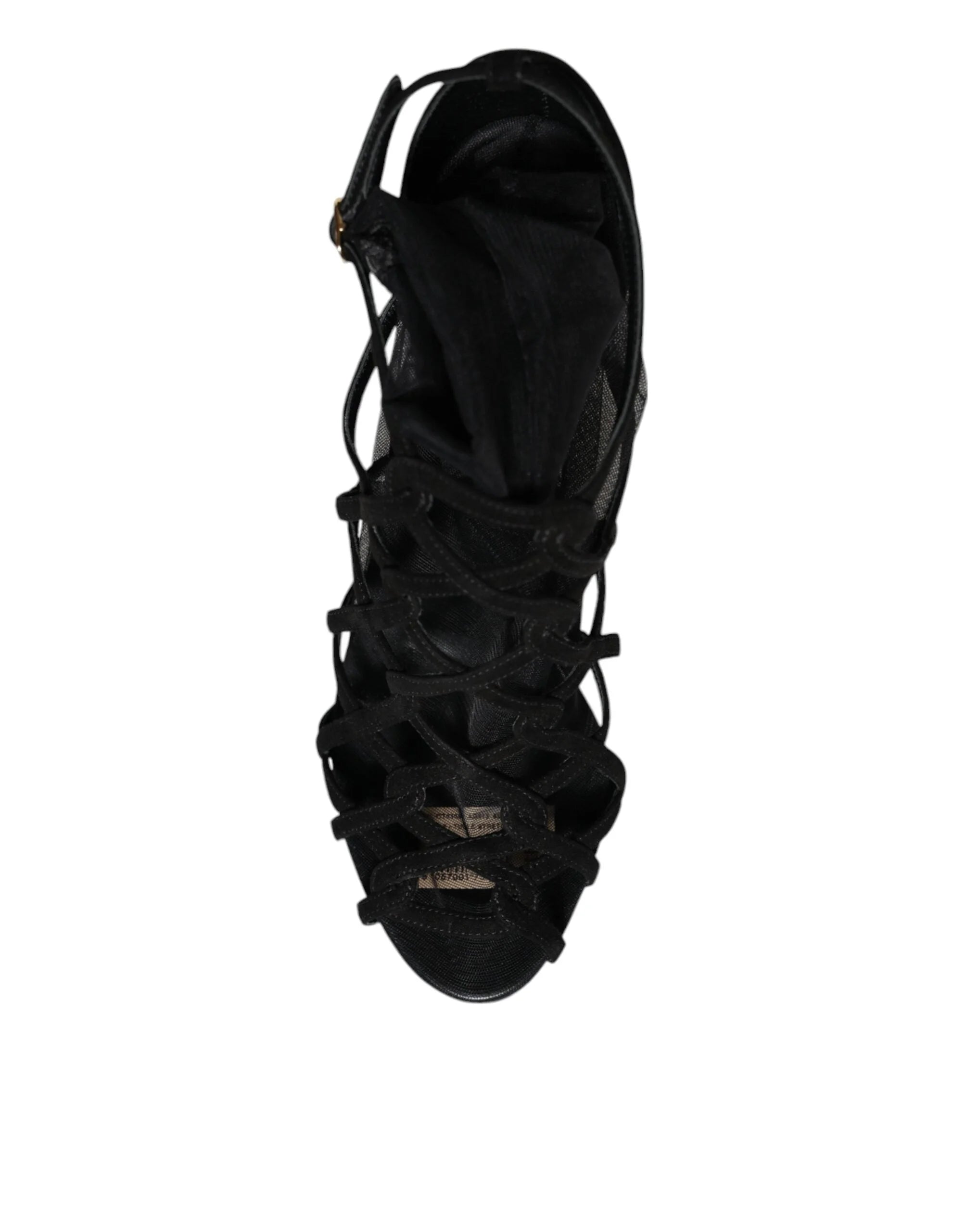 Dolce & Gabbana Black Tulle Stretch Heels Sandals Shoes - EU41/US10.5