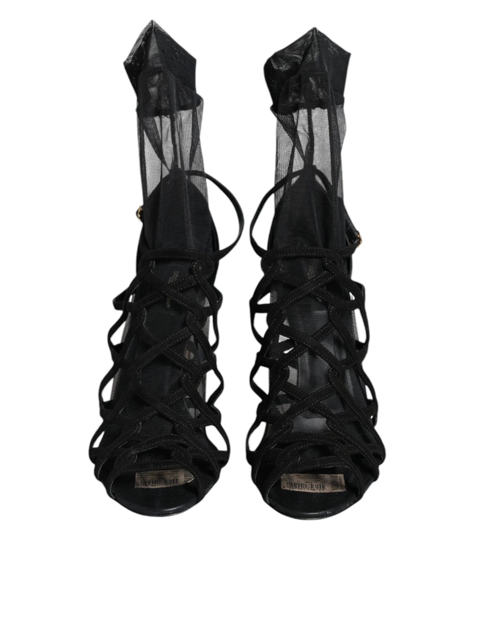 Dolce & Gabbana Black Tulle Stretch Heels Sandals Shoes - EU41/US10.5