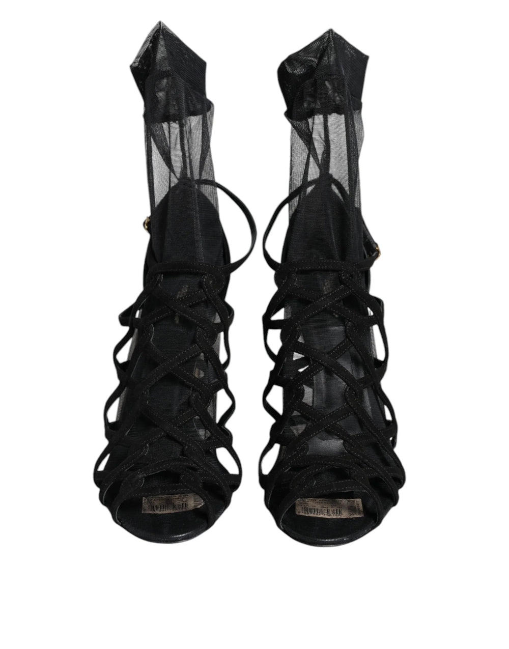 Dolce & Gabbana Black Tulle Stretch Heels Sandals Shoes - EU41/US10.5 - Sandals
