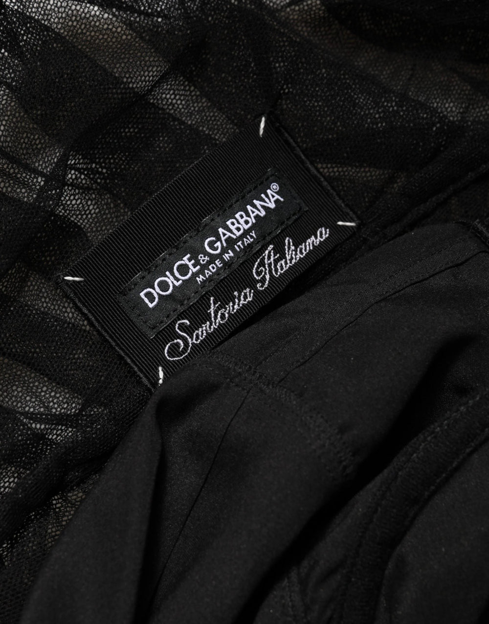 Dolce & Gabbana Black V-Neck Ruched Lace Hem Midi Dress - IT44 | L