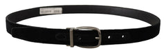 Dolce & Gabbana Black Velvet Classic Logo Engraved Metal Belt - 90 cm / 36 Inches - Belts