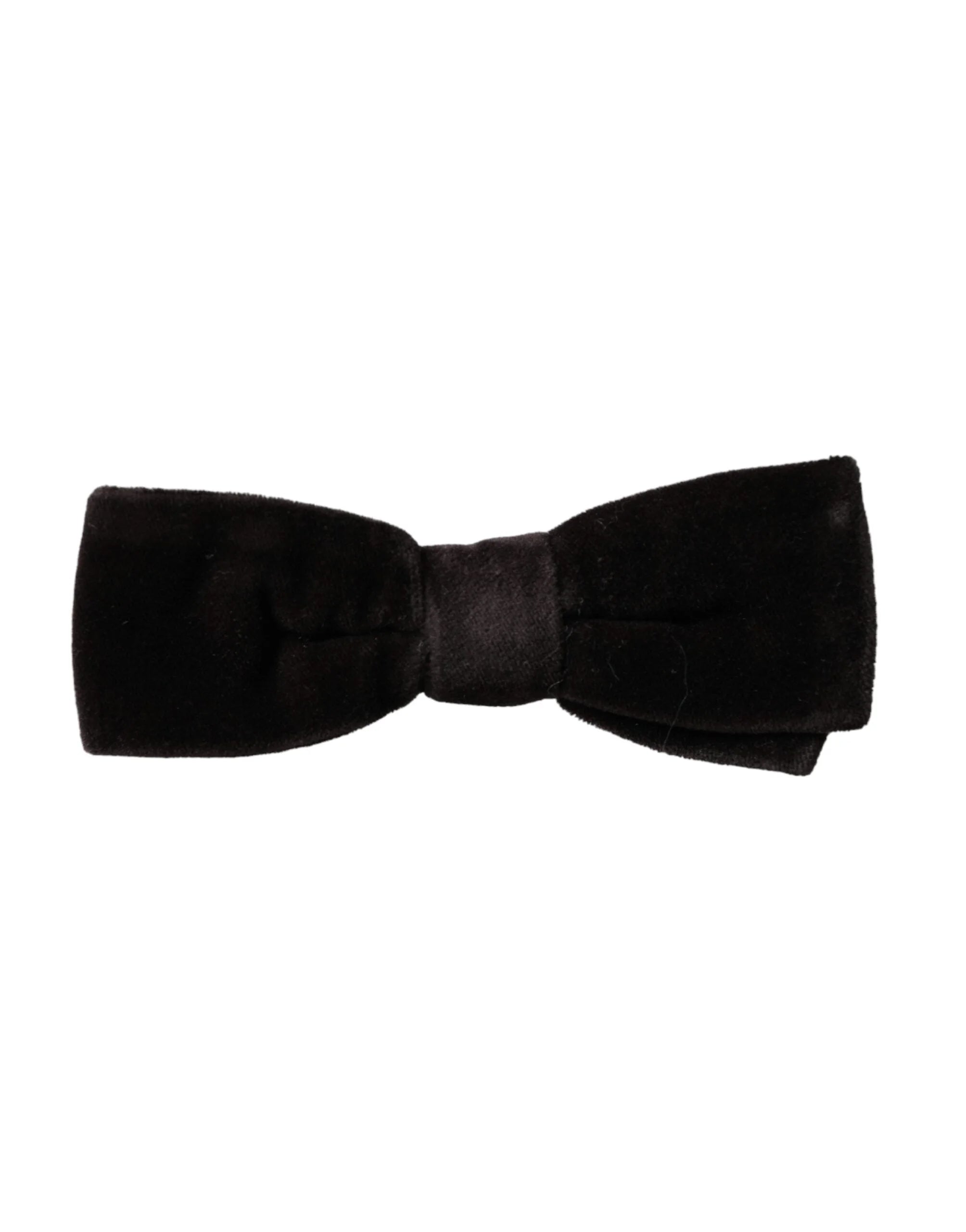 Dolce & Gabbana Black Velvet Cotton Adjustable Neck Men Bow Tie - Neckties