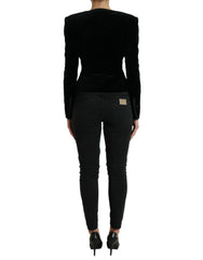 Dolce & Gabbana Black Velvet Cotton Double Breasted Jacket - IT40|S - Sport Jackets