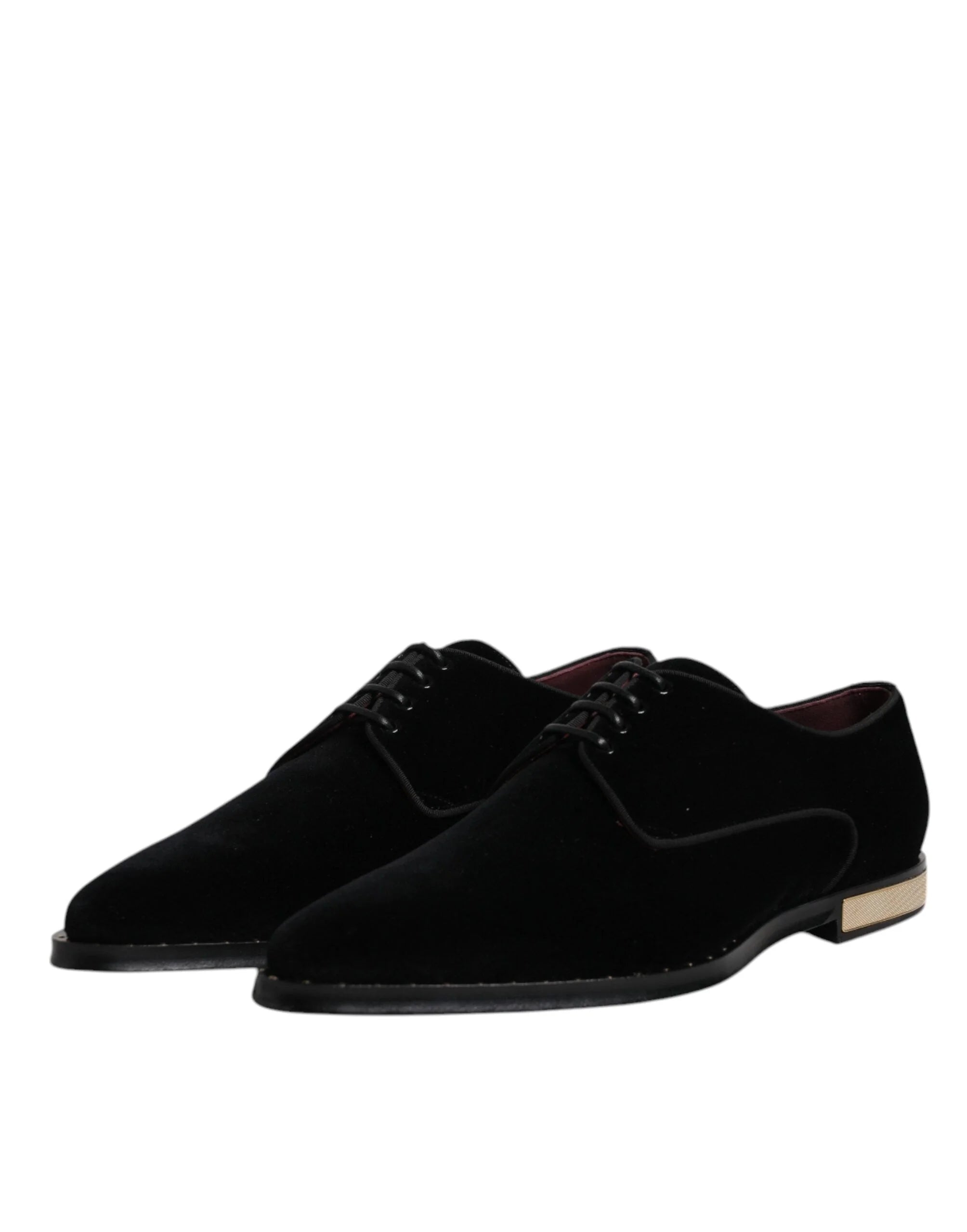 Dolce & Gabbana Black Velvet Cotton Lace Up Derby Shoes - EU43/US10 - Shoes