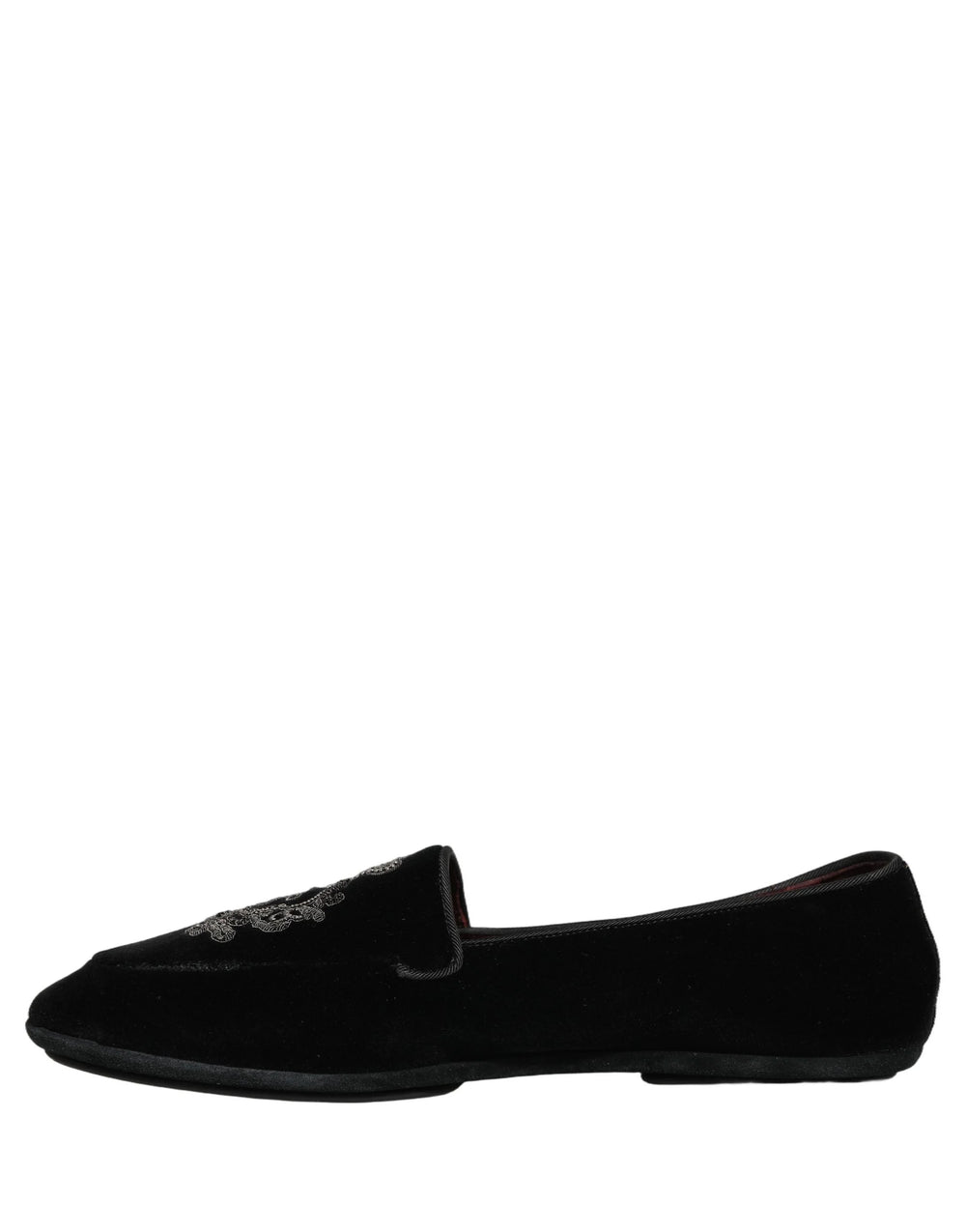 Dolce & Gabbana Black Velvet Crown Embroidery Loafers Shoes - EU44/US11