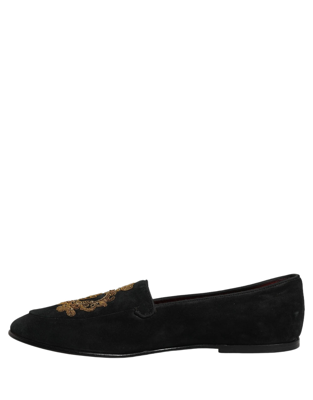 Dolce & Gabbana Black Velvet Crown Embroidery Loafers Shoes - EU44/US11