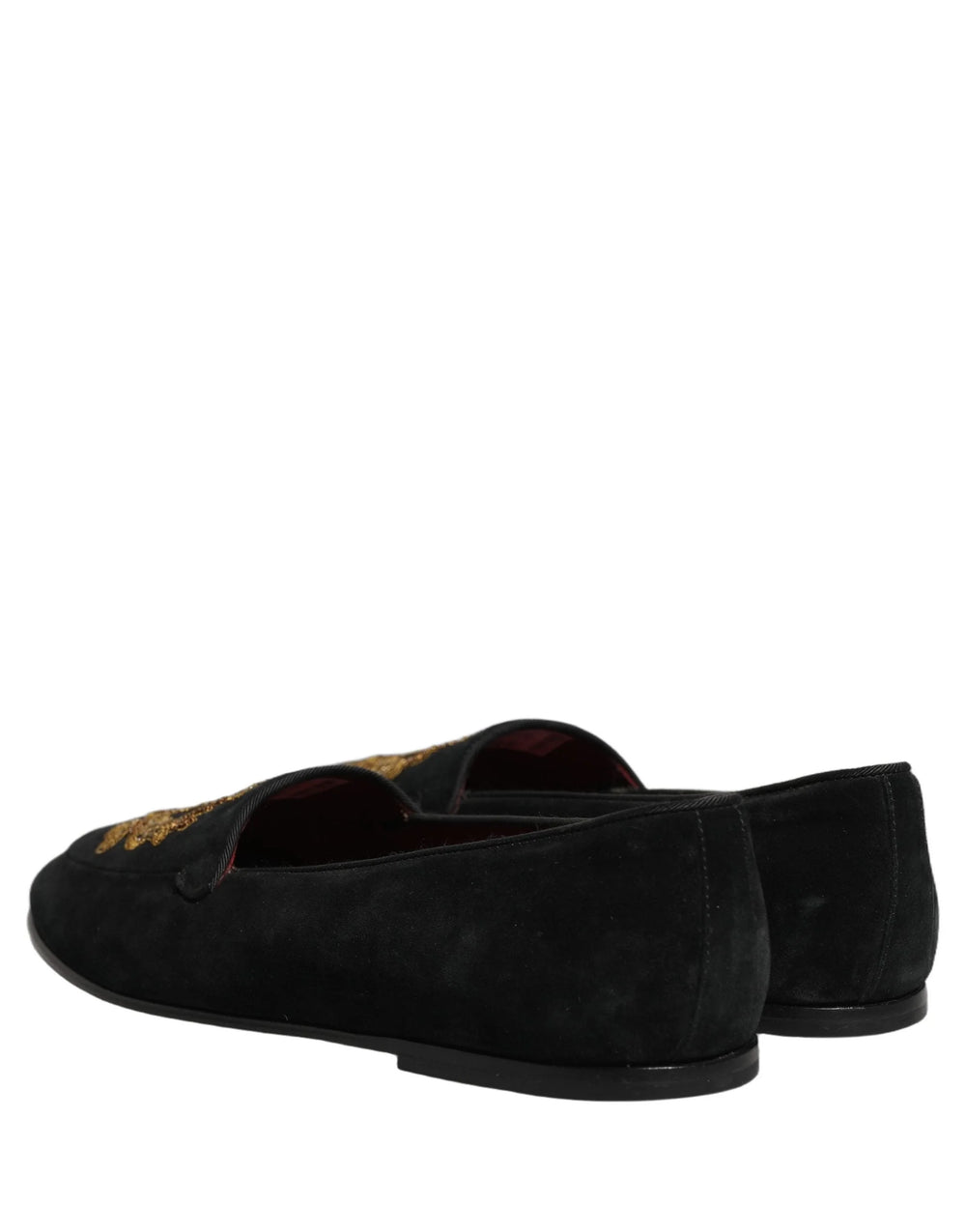 Dolce & Gabbana Black Velvet Crown Embroidery Loafers Shoes - EU44/US11