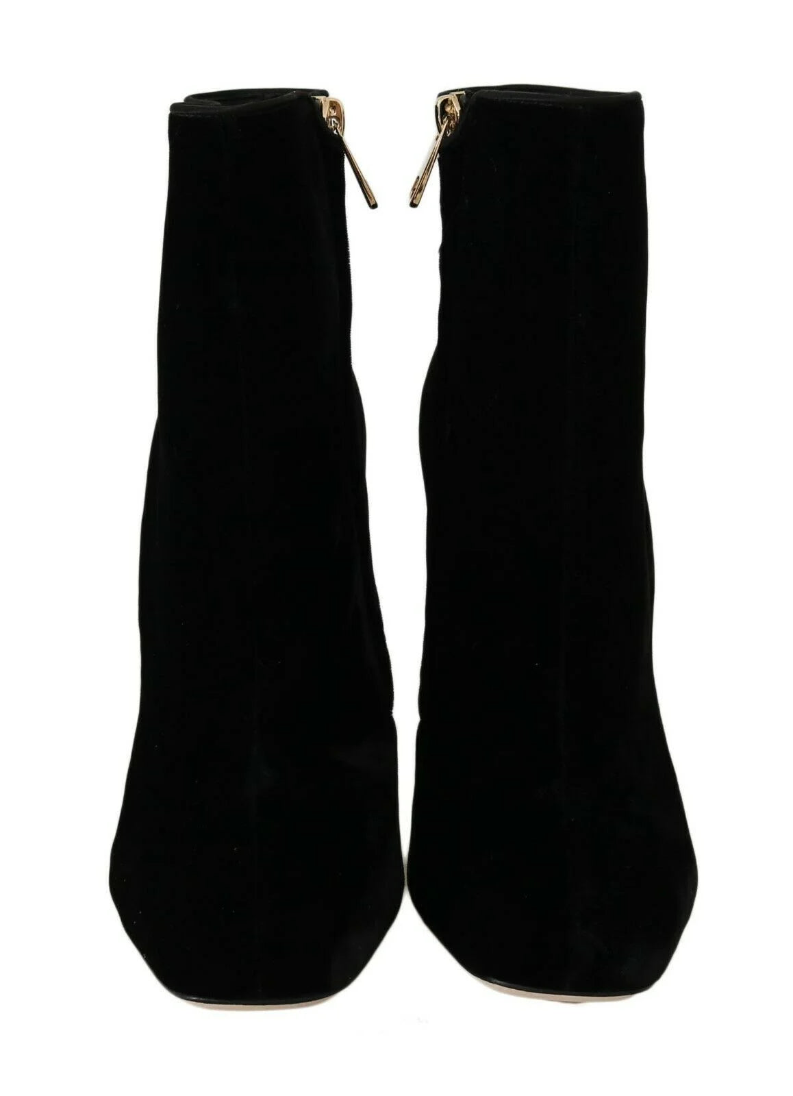 Dolce & Gabbana Black Velvet Crystal Square Heels Shoes - EU40/US9.5