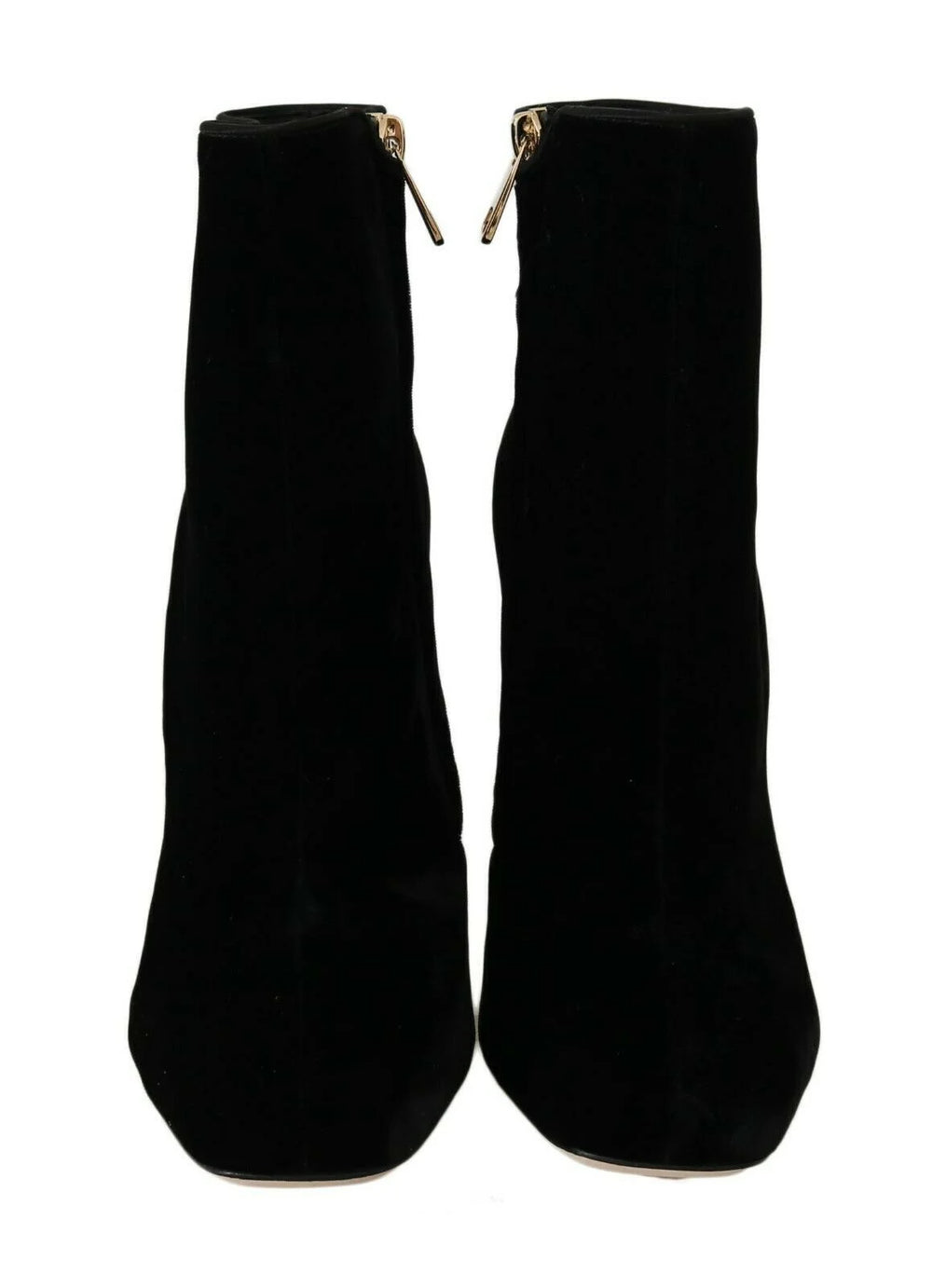 Dolce & Gabbana Black Velvet Crystal Square Heels Shoes - EU40/US9.5