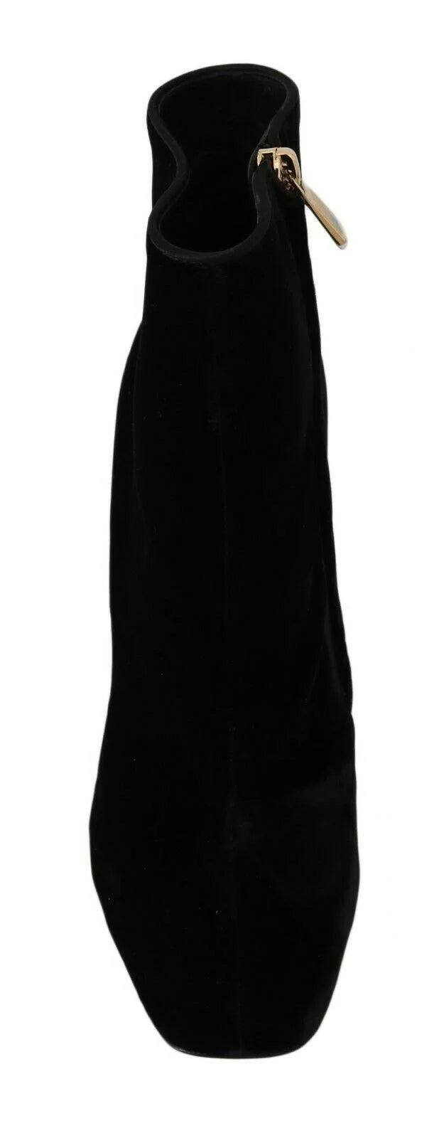 Dolce & Gabbana Black Velvet Crystal Square Heels Shoes - EU40/US9.5