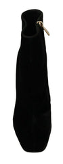 Dolce & Gabbana Black Velvet Crystal Square Heels Shoes - EU40/US9.5 - Boots